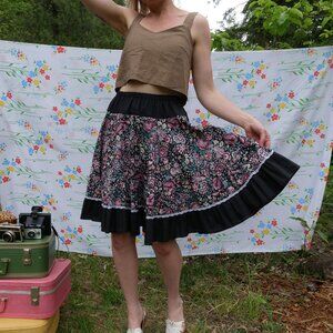 Vintage 1970s Square Dance Skirt 70s Handmade Square Dancing Costume Full Skirt